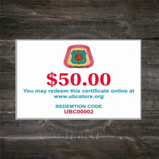 $50.00 UBC Gift Certificate